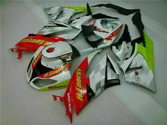 Affordable 2009-2012 White Red H. Energy Kawasaki ZX6R Motorcycle Fairings Kit Canada Affordable 2009-2012 White Red H. Energy Kawasaki ZX6R Motorcycle Fairings Kit Canada