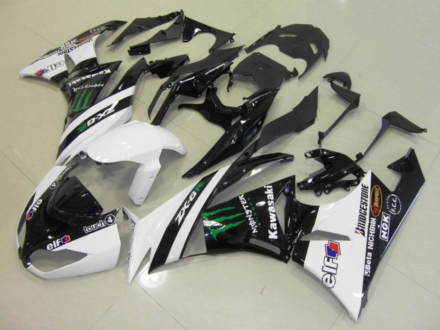 Affordable 2009-2012 White Monster Kawasaki ZX6R Moto Fairings Canada Affordable 2009-2012 White Monster Kawasaki ZX6R Moto Fairings Canada