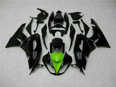 Affordable 2009-2012 Black Green Kawasaki ZX6R Moto Fairings Canada