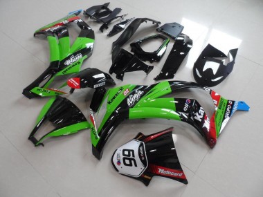 Affordable 2011-2015 Green Black with Number 66 Kawasaki ZX10R Motorcyle Fairings Canada