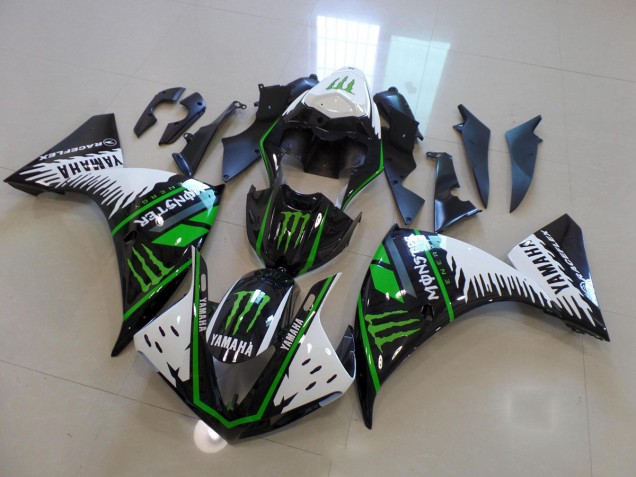 Affordable 2012-2014 White Green Big Monster Yamaha YZF R1 Motorcycle Fairings Kits Canada Affordable 2012-2014 White Green Big Monster Yamaha YZF R1 Motorcycle Fairings Kits Canada