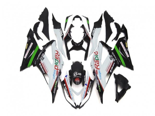 Affordable 2013-2018 White Black Kawasaki ZX6R Replacement Motorcycle Fairings Canada Affordable 2013-2018 White Black Kawasaki ZX6R Replacement Motorcycle Fairings Canada