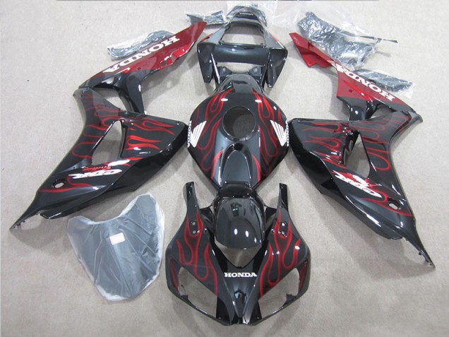 Affordable 2006-2007 Black Red Flame Honda CBR1000RR Motorbike Fairing Canada Affordable 2006-2007 Black Red Flame Honda CBR1000RR Motorbike Fairing Canada