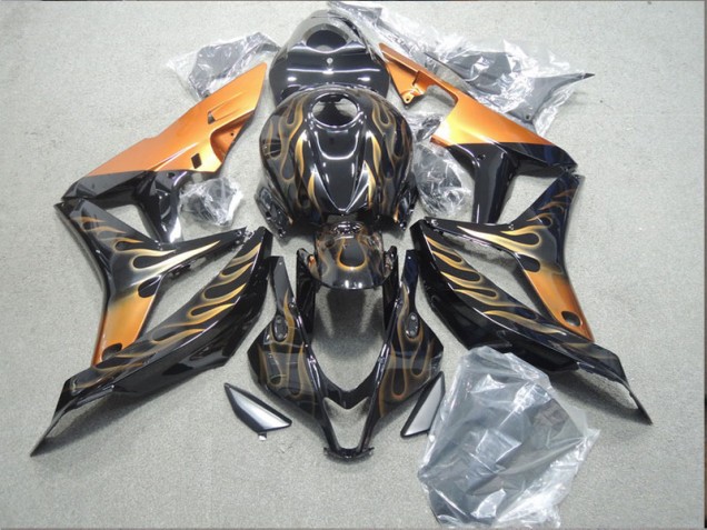 Affordable 2007-2008 Black Orange Flame Honda CBR600RR Motorcycle Fairing Canada
