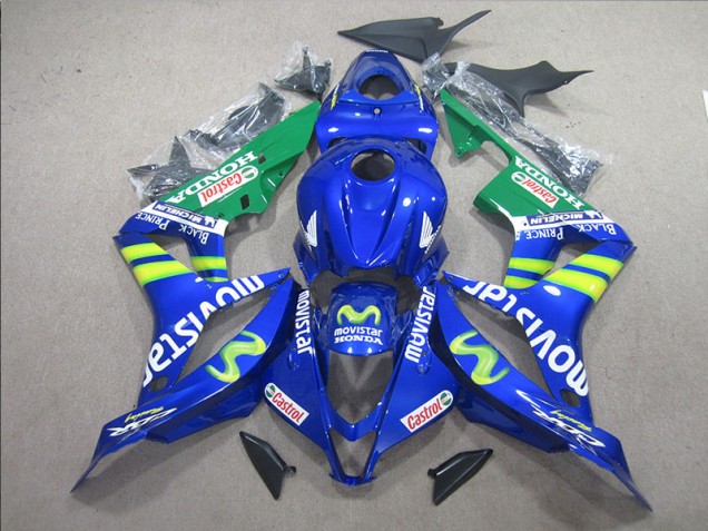 Affordable 2007-2008 Blue White Movistar Honda CBR600RR Bike Fairing Canada