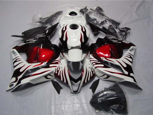 Affordable 2009-2012 White Black Red Flame Honda CBR600RR Replacement Fairings Canada Affordable 2009-2012 White Black Red Flame Honda CBR600RR Replacement Fairings Canada