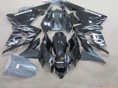 Affordable 2003-2005 Black with White Flame Kawasaki ZX10R Motorcycle Fairing Canada