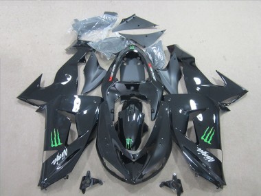 Affordable 2006-2007 Black Green Monster Ninja Kawasaki ZX10R Motorcycle Fairings Kit Canada
