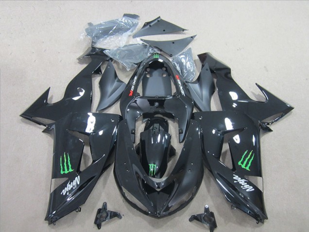 Affordable 2006-2007 Black Green Monster Ninja Kawasaki ZX10R Motorcycle Fairings Kit Canada Affordable 2006-2007 Black Green Monster Ninja Kawasaki ZX10R Motorcycle Fairings Kit Canada