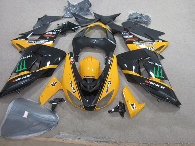Affordable 2006-2007 Black Yellow Touch4 Monster Kawasaki ZX10R Motorcycle Fairing Canada Affordable 2006-2007 Black Yellow Touch4 Monster Kawasaki ZX10R Motorcycle Fairing Canada