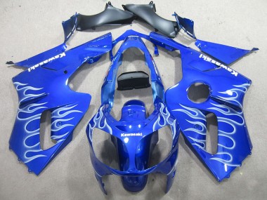 Affordable 2002-2006 Blue White Flame Kawasaki ZX12R Motorbike Fairing Kits Canada