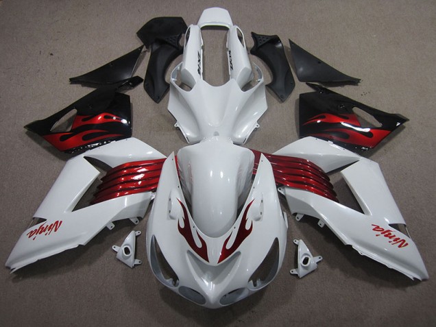 Affordable 2006-2011 White Red Ninja Kawasaki ZX14R ZZR1400 Motorcycle Fairings Kits Canada Affordable 2006-2011 White Red Ninja Kawasaki ZX14R ZZR1400 Motorcycle Fairings Kits Canada