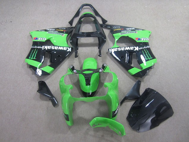Affordable 2000-2002 Black Green Monster Kawasaki ZX6R Motor Fairings Canada