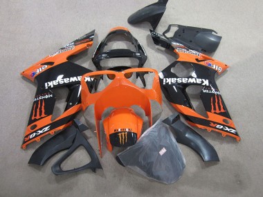 Affordable 2003-2004 Black Orange Monster Kawasaki ZX6R Motorbike Fairings Canada