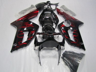 Affordable 2003-2004 Black Red Flame Kawasaki ZX6R Motorcycle Fairing Canada