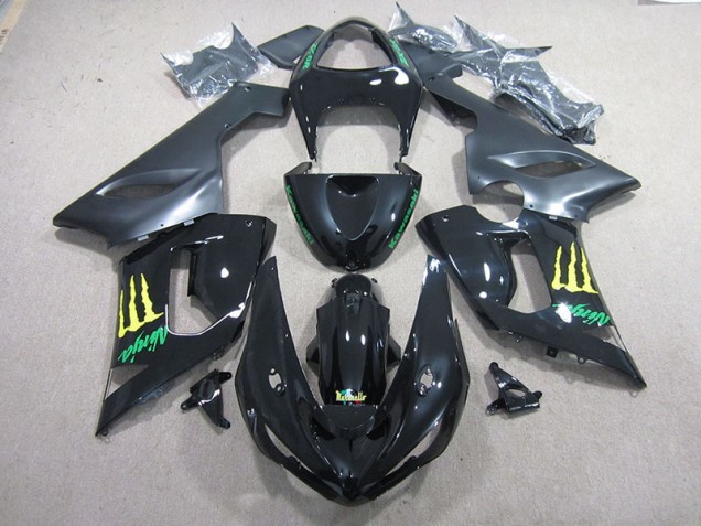 Affordable 2005-2006 Black Green Ninja Kawasaki ZX6R Motorcycle Fairing Kits Canada