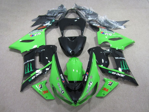 Affordable 2005-2006 Black Green 3M Touch4 Monster Kawasaki ZX6R Motorbike Fairing Canada