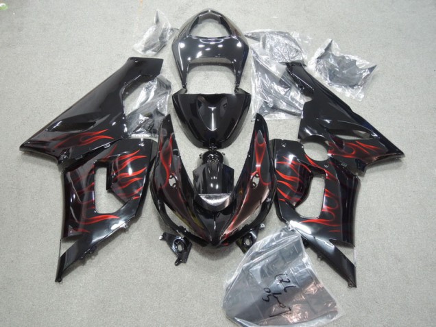 Affordable 2005-2006 Black Red Flame Kawasaki ZX6R Bike Fairing Kit Canada Affordable 2005-2006 Black Red Flame Kawasaki ZX6R Bike Fairing Kit Canada