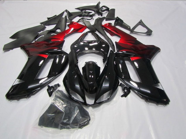 Affordable 2007-2008 Black Red Kawasaki ZX6R Motorcycle Fairings Kit Canada Affordable 2007-2008 Black Red Kawasaki ZX6R Motorcycle Fairings Kit Canada