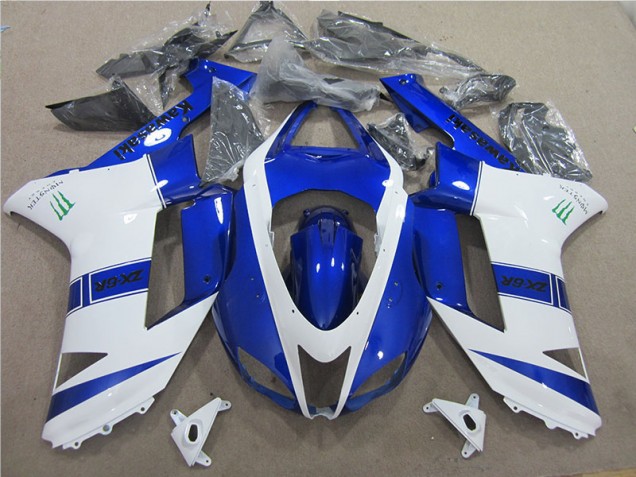 Affordable 2007-2008 Blue White Monster Kawasaki ZX6R Bike Fairing Canada Affordable 2007-2008 Blue White Monster Kawasaki ZX6R Bike Fairing Canada