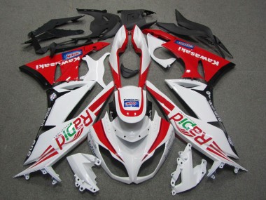 Affordable 2009-2012 White Red Rapid Kawasaki ZX6R Motorcycle Fairing Canada