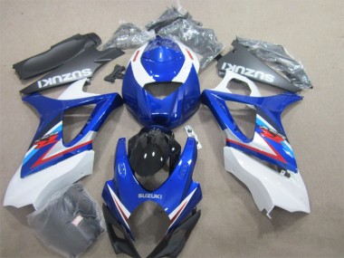 Affordable 2007-2008 Blue White Suzuki GSXR1000 Moto Fairings Canada