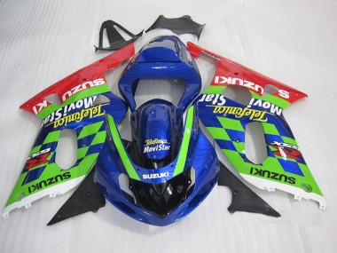 Affordable 2001-2003 Blue Green Red Telefumia Movistar Suzuki GSXR600 Motorbike Fairing Canada