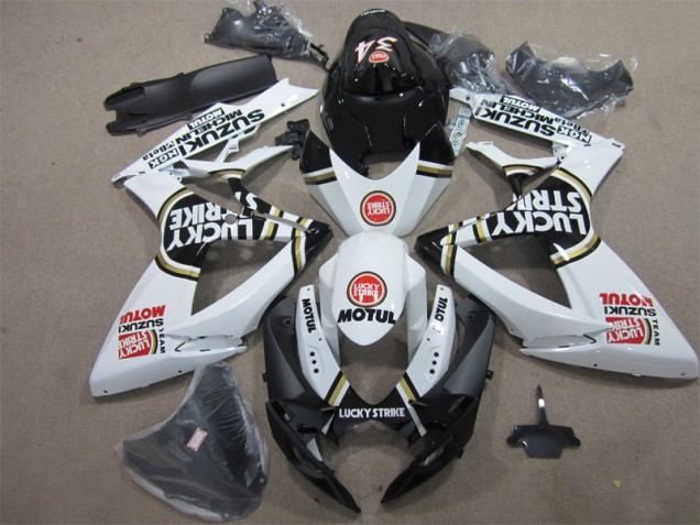 Affordable 2006-2007 Black White Lucky Strike Motul Suzuki GSXR600 Bike Fairing Canada Affordable 2006-2007 Black White Lucky Strike Motul Suzuki GSXR600 Bike Fairing Canada
