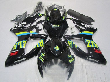 Affordable 2006-2007 Black Yellow Rizla Suzuki GSXR600 Moto Fairings Canada