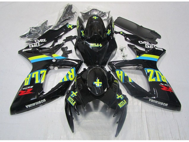 Affordable 2006-2007 Black Yellow Rizla Suzuki GSXR600 Moto Fairings Canada