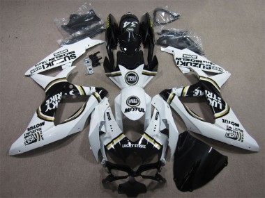 Affordable 2008-2010 White Lucky Strike Black Motul Suzuki GSXR600 Motorbike Fairings Canada