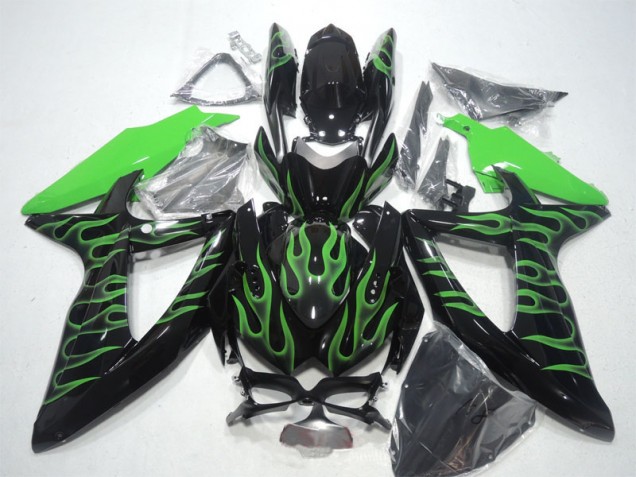 Affordable 2008-2010 Black Green Flame Suzuki GSXR600 Bike Fairings Canada Affordable 2008-2010 Black Green Flame Suzuki GSXR600 Bike Fairings Canada