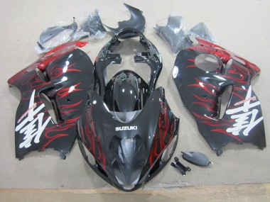 Affordable 1996-2007 Black Red Flame Suzuki GSXR1300 Hayabusa Motorcylce Fairings Canada