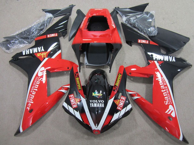 Affordable 2004-2006 Red Black White Santander Yamaha YZF R1 Motorbike Fairings Canada