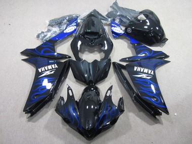 Affordable 2007-2008 Black with Blue Flame Yamaha YZF R1 Motorcycle Fairing Kit Canada