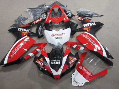 Affordable 2007-2008 Black Red White Santander Yamaha YZF R1 Motorbike Fairing Kits Canada
