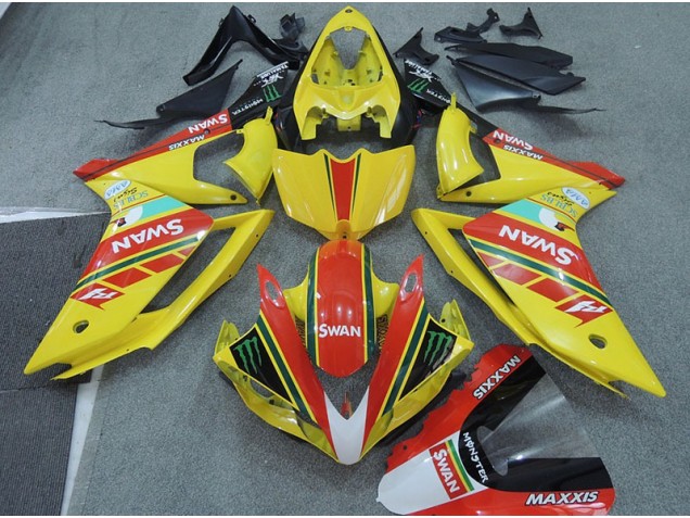 Affordable 2007-2008 Yellow Red Swan Yamaha YZF R1 Moto Fairings Canada Affordable 2007-2008 Yellow Red Swan Yamaha YZF R1 Moto Fairings Canada