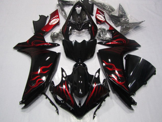 Affordable 2007-2008 Black Red Flame Yamaha YZF R1 Motorcycle Fairings Canada Affordable 2007-2008 Black Red Flame Yamaha YZF R1 Motorcycle Fairings Canada