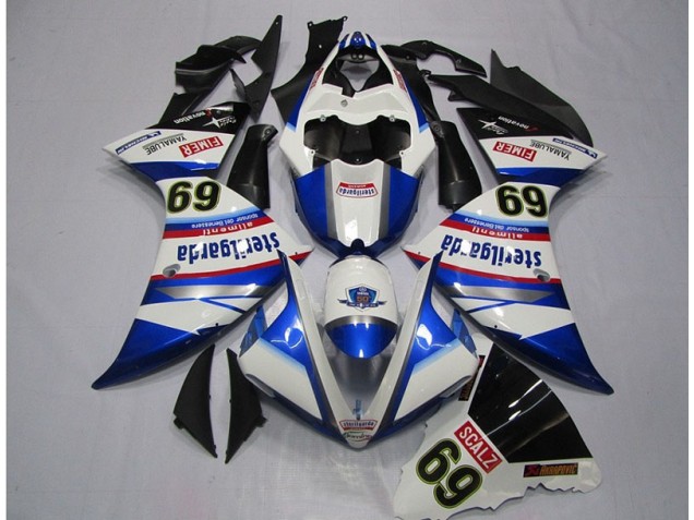 Affordable 2009-2011 White Blue Sterilgarda SCALZ 69 Yamaha YZF R1 Motorcycle Replacement Fairings Canada
