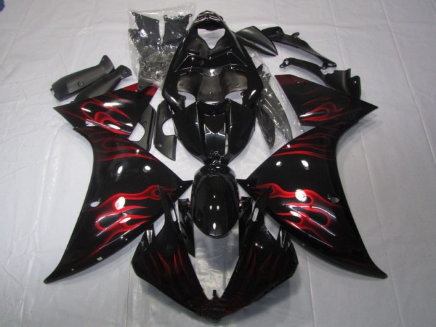 Affordable 2009-2011 Black Red Flame Yamaha YZF R1 Motor Fairings Canada