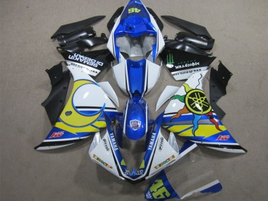 Affordable 2012-2014 Blue White Yellow 46 Yamaha YZF R1 Motorcycle Replacement Fairings Canada