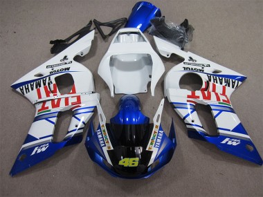 Affordable 1998-2002 White Blue Fiat 46 Yamaha YZF R6 Motorcycle Fairings Kits Canada