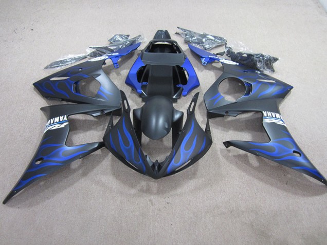 Affordable 2003-2005 Black Blue Flame Yamaha YZF R6 Moto Fairings Canada