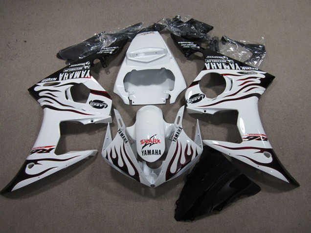Affordable 2003-2005 White Black Flame Shark Yamaha YZF R6 Replacement Fairings Canada