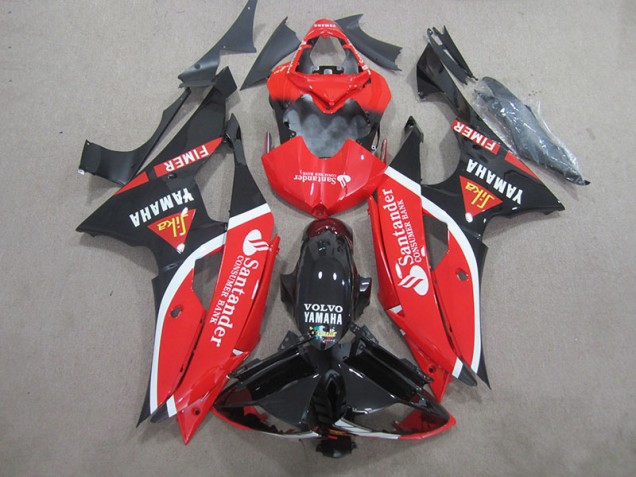 Affordable 2008-2016 Black Red White Santander Yamaha YZF R6 Bike Fairings Canada