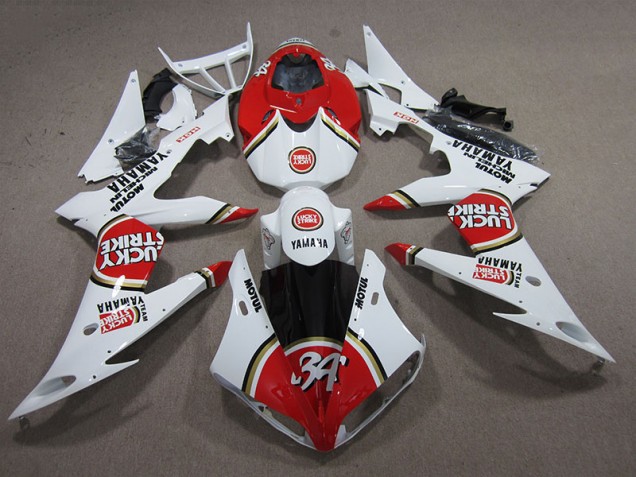 Affordable 2008-2016 Red White Lucky Strike Yamaha YZF R6 Replacement Motorcycle Fairings Canada